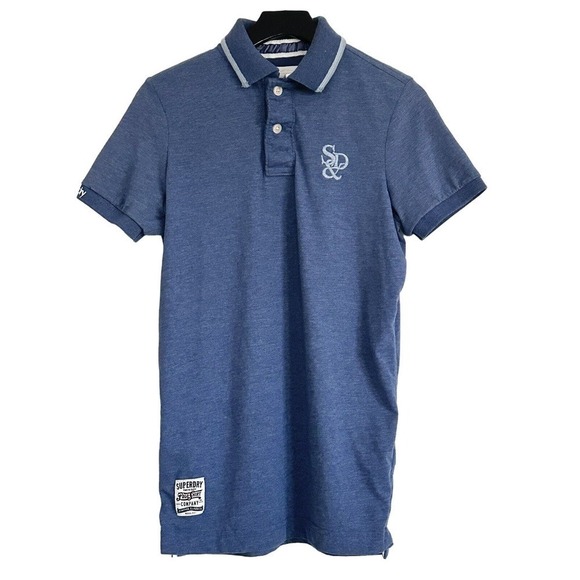 Superdry Men's S & D Logo Blue Short Sleeve Classic Polo Shirt Size S NWT $60 - Picture 2 of 6